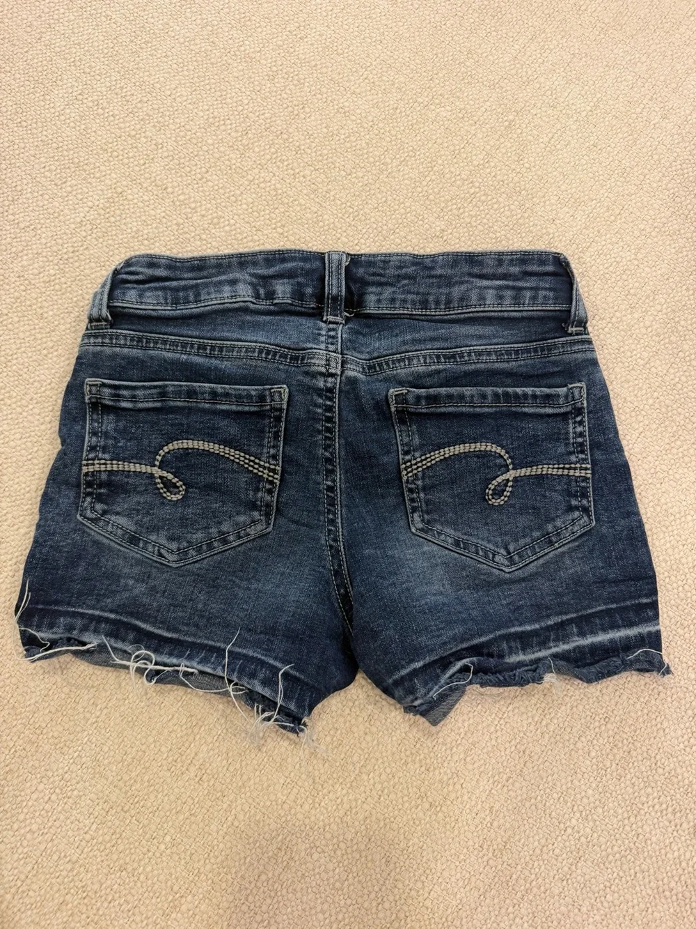 Justice Dark Blue Frayed Denim Shorts